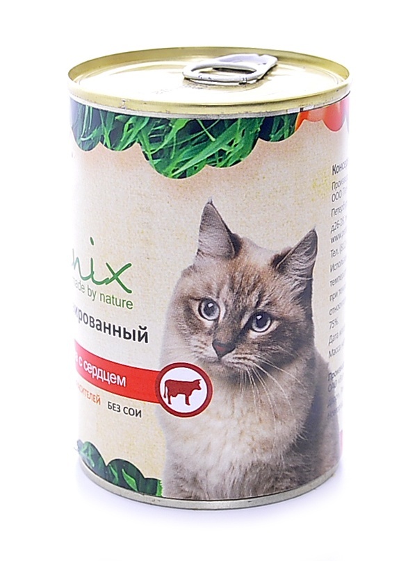 Organix Консервы для кошек говядина с сердцем, 410 г24867 Organix Консервы для кошек говядина с сердцем, 410 г24867Мясные консервы для взрослых кошек с говядиной и сердцем Вкусный консервированный корм для кошек. Изготовлен из 100% свежего мяса различного вида. Не содержит искусственных красителей, ароматизаторов или консервантов, ГМО. Специальная обработка помогает сохранять корм длительное время. Приготовлены из тщательно отобранных сортов мяса, которые внесут приятное разнообразие в меню вашей кошки. Корм разработан для обеспечения всех питательных потребностей взрослых кошек. Состав: говядина, сердце, печень, масло растительное, стабилизатор Е472с, вода. Пищевая ценность 100 г продукта: белок – не менее 7,0 г, жир – не более 10,0 г, энергетическая ценность (калорийность) – 163 ккал / 674 кДж Условия хранения: в прохладном темном месте.