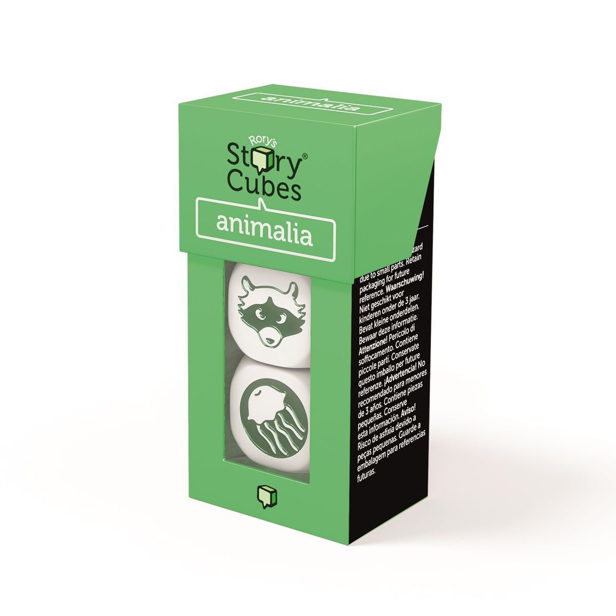 Rorys Story Cubes Настольная игра Кубики Историй ЖивотныеRSC17 Rorys Story Cubes Настольная игра Кубики Историй ЖивотныеRSC17Тема набора - животные и их взаимодействие с человеком. Можно использовать как самостоятельный мини-набор, а еще лучше объединить с другими Кубиками Историй для создания более подробного рассказа про зверей. Версия понравится всем любителям животных и природы, не случайно цвет упаковки и картинок здесь зеленый. Начните рассказ Однажды в джунглях... и продолжите историю по выпавшим картинкам!