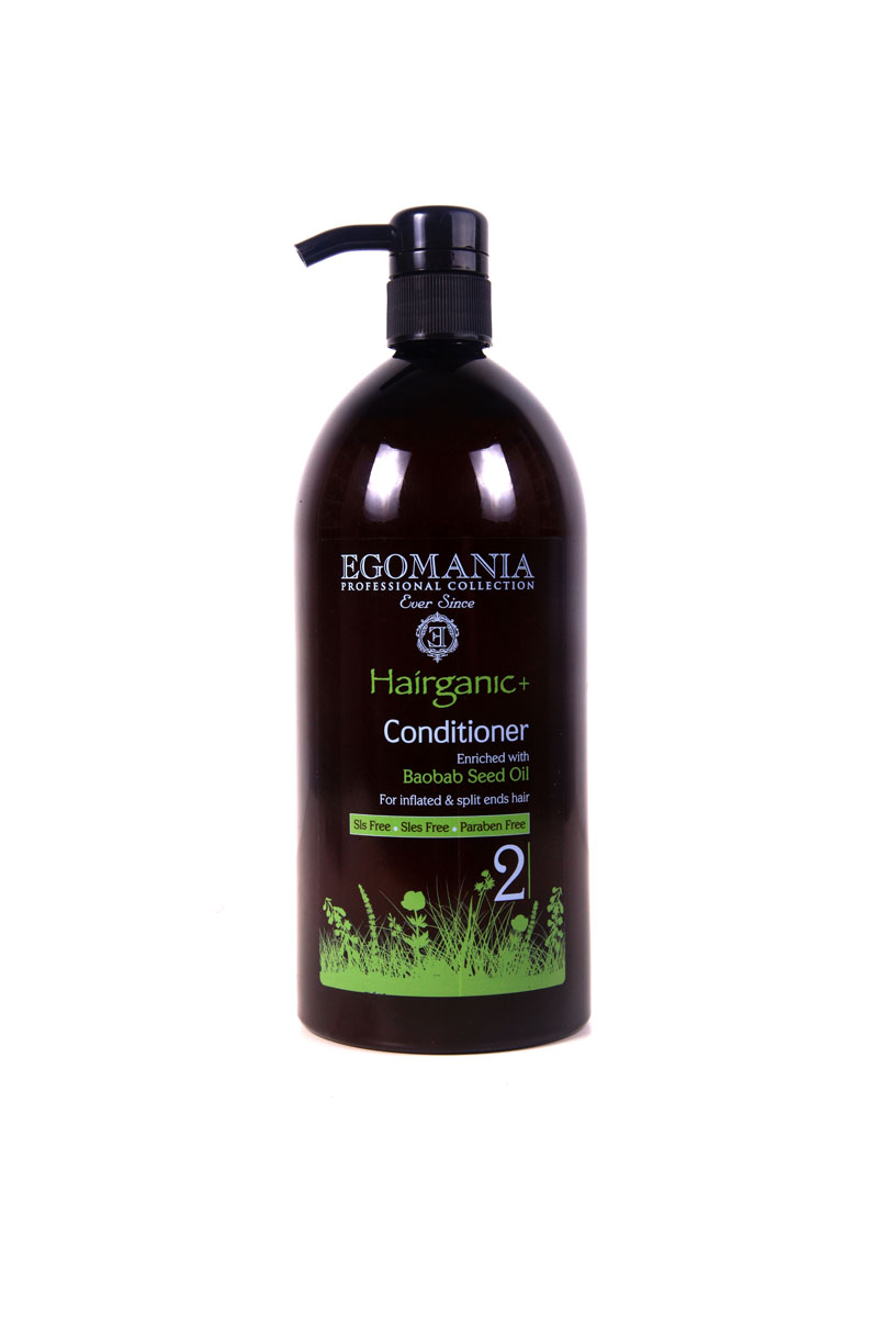 Egomania Professional Collection Кондиционер Hairganic+ с маслом баобаба для непослушных и секущихся волос 1000 мл1640172 Egomania Professional Collection Кондиционер Hairganic+ с маслом баобаба для непослушных и секущихся волос 1000 мл1640172Благодаря содержанию масла баобаба, которое сохраняет влагу в сухих волосах, питает волосяные луковицы и защищает волосы от солнца и ветра, восстанавливает структуру секущихся волос, кондиционер питает и разглаживает волосы, облегчает их расчесывание. После использования кондиционера, волосы становятся мягкими, блестящими и послушными.Входящие в состав кондиционера протеины пшеницы помогают поддержать объем укладки, экстракты ромашки и розмарина регулируют работу сальных желез. Масло календулы и сок листьев алоэ регенерируют кутикулу волоса и плотно запечатывают ее