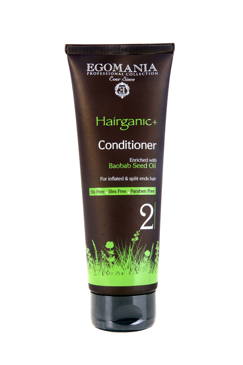 Egomania Professional Collection Кондиционер Hairganic+ с маслом баобаба для непослушных и секущихся волос 250 мл491588 Egomania Professional Collection Кондиционер Hairganic+ с маслом баобаба для непослушных и секущихся волос 250 мл491588Благодаря содержанию масла баобаба, которое сохраняет влагу в сухих волосах, питает волосяные луковицы и защищает волосы от солнца и ветра, восстанавливает структуру секущихся волос, питает и разглаживает волосы, облегчает их расчесывание. После использования кондиционера волосы становятся мягкими, блестящими и послушными.Входящие в состав кондиционера протеины пшеницы помогают поддержать объем укладки, экстракты ромашки и розмарина регулируют работу сальных желез. Масло календулы и сок листьев алоэ регенерируют кутикулу волоса и плотно запечатывают ее.