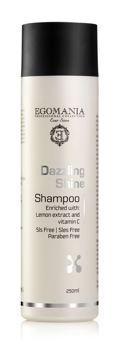 Egomania Professional Collection Шампунь Dazzling Shine для придания блеска волосам 250 мл491786 Egomania Professional Collection Шампунь Dazzling Shine для придания блеска волосам 250 мл491786Шампунь для придания блеска волосам деликатно очищает волосы и кожу головы, а также предотвращает интенсивность их загрязнения, питая тусклые волосы и придавая им блеск и здоровый вид, сохраняет естественную влагу волос. Шампунь создан по уникальной формуле, включающей в себя диоксид камеди, который способен утяжелить и выровнять внутреннюю структуру волос, при насыщении этим компонентом волосы становится гладкими, послушными, решается проблема с секущимися кончиками.