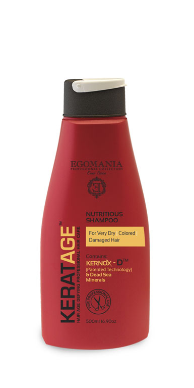 Egomania Professional Collection Шампунь Keratage Ультрапитание для очень сухих, окрашенных и поврежденных волос 500 мл830053 Egomania Professional Collection Шампунь Keratage Ультрапитание для очень сухих, окрашенных и поврежденных волос 500 мл830053Шампунь подходит для очень сухих, поврежденных, пористых, ломких, окрашенных волос, тщательно очищает и интенсивно увлажняет волосы и кожу головы. Уникальный комплекс КЕРНОКС-Д на основе минералов Мертвого моря, экстракта граната, масел примулы и шиповника восстанавливает структуру окрашенных волос, защищает их от пересушивания и замедляет процесс старения волос. Гидролизованный кератин, попадая в структуру волоса, крепится в местах разрыва собственного кератина волоса, что позволяет восстановить структуру от корня до конца. Сок листьев алоэ и экстракт граната с экстрактом цветков ромашки, плотно запечатывают кутикулярный слой, предотвращая вымывание активных компонентов.
