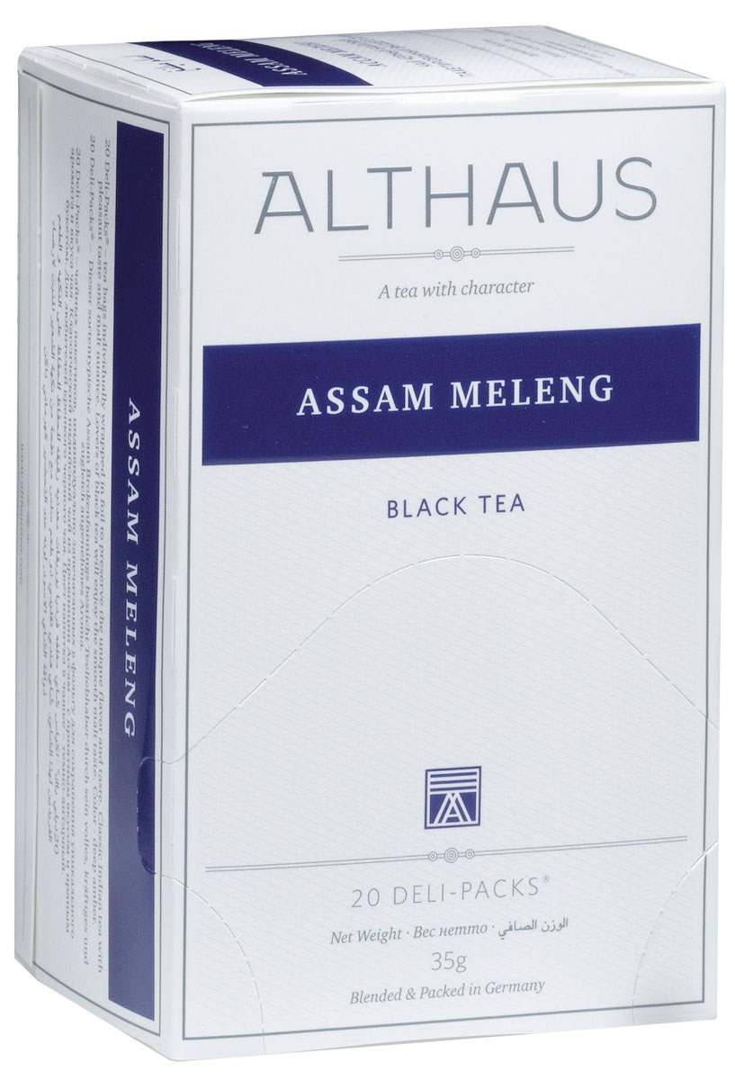 Althaus Assam Meleng чай черный в пакетиках, 20 штTALTHB-DP0015 Althaus Assam Meleng чай черный в пакетиках, 20 штTALTHB-DP0015Assam Meleng - классический индийский чай с насыщенным приятным вкусом и мягким солодовым оттенком. Крепкий, пряный букет с необычными цветочно-медовыми нотками порадует любителей черного чая. Благодаря своей особой терпкости этот чай хорошо сочетается с сахаром, молоком и другими добавками. Оптимальная температура заваривания Ассам Меленг 95°С. В каждой упаковке находится по 20 пакетиков чая для чашек. Страна: Индия. Температура воды: 85-100 °С. Время заваривания: 3-5 мин. Цвет в чашке: насыщенный янтарный. Althaus - премиальная чайная коллекция. Чай, ингредиенты и ароматизаторы для своих купажей компания Althaus получает от тщательно выбираемых чайных садов, мировых поставщиков высококачественных сублимированных фруктов и трав, а также ведущих европейских производителей ароматизаторов. Пакетик Deli Pack представляет собой порционный двухкамерный мешочек из фильтр-бумаги, запаянный в специальный термоконверт с алюминиевой...