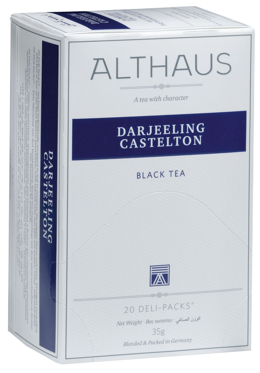 Althaus Darjeeling Castelton чай в пакетиках, 20 штTALTHB-DP0016 Althaus Darjeeling Castelton чай в пакетиках, 20 штTALTHB-DP0016Darjeeling Castelton — высокогорный черный индийский чай, собранный на одной из самых знаменитых плантаций. Это летний сбор Даржилинга, более крепкий, чем ранние сорта. Darjeeling Casteltonобладает мягким вкусом с легким ореховым оттенком и нежным ароматом. Оптимальная температура заваривания Darjeeling Castelton 90°С. В каждой упаковке находится по 20 пакетиков чая для чашек. Страна: Индия. Температура воды: 85-100 °С. Время заваривания: 3-5 мин. Цвет в чашке: желто-золотой. Althaus - премиальная чайная коллекция. Чай, ингредиенты и ароматизаторы для своих купажей компания Althaus получает от тщательно выбираемых чайных садов, мировых поставщиков высококачественных сублимированных фруктов и трав, а также ведущих европейских производителей ароматизаторов. Пакетик Deli Pack представляет собой порционный двухкамерный мешочек из фильтр-бумаги, запаянный в специальный термоконверт с алюминиевой фольгой. Материал конвертов, в которые...