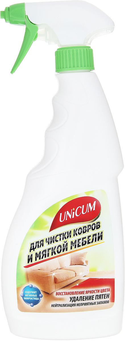 Средство для чистки ковров и мягкой мебели Unicum, 500 мл300056 Средство для чистки ковров и мягкой мебели Unicum, 500 мл300056Современное концентрированное средство Unicum для комплексной чистки ковров, ковровых покрытий, обивки мягкой мебели и автомобилей. Легко удаляет повседневные загрязнения, нейтрализует неприятные запахи, удаляет пятна и восстанавливает яркость красок. После обработки средством остается нанослой, защищающий от проникновения загрязнений и облегчающий последующие очистки. Состав: деминерализованная вода, АПАВ 5-15%, нейтрализатор запахов Уважаемые клиенты! Обращаем ваше внимание на возможные изменения в дизайне упаковки. Качественные характеристики товара остаются неизменными. Поставка осуществляется в зависимости от наличия на складе.