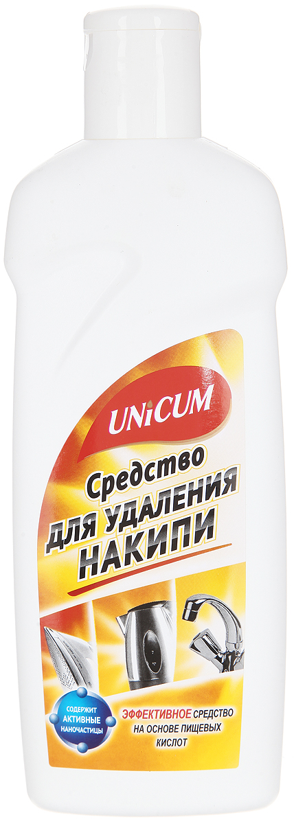Средство для удаления накипи Unicum, 380 мл300377 Средство для удаления накипи Unicum, 380 мл300377Суперконцентрированное средство Unicum для быстрого и полного удаления окаменевшей накипи, следов солей жесткости и ржавчины в чайниках, кофеварках, посуде, бытовых водонагревательных приборах, кухонных мойках и раковинах из всех видов водостойких материалов. Наночастицы серебра препятствуют появлению и развитию патогенной микрофлоры. Не повреждает хромированные, никелированные, нержавеющие и другие металлические изделия и покрытия. Регулярное применение средства снижает расход электроэнергии и продлевает срок службы приборов. Состав: деминерализованная вода, органические кислоты 15-30%, минеральные кислоты <5%, функциональные добавки <5%.