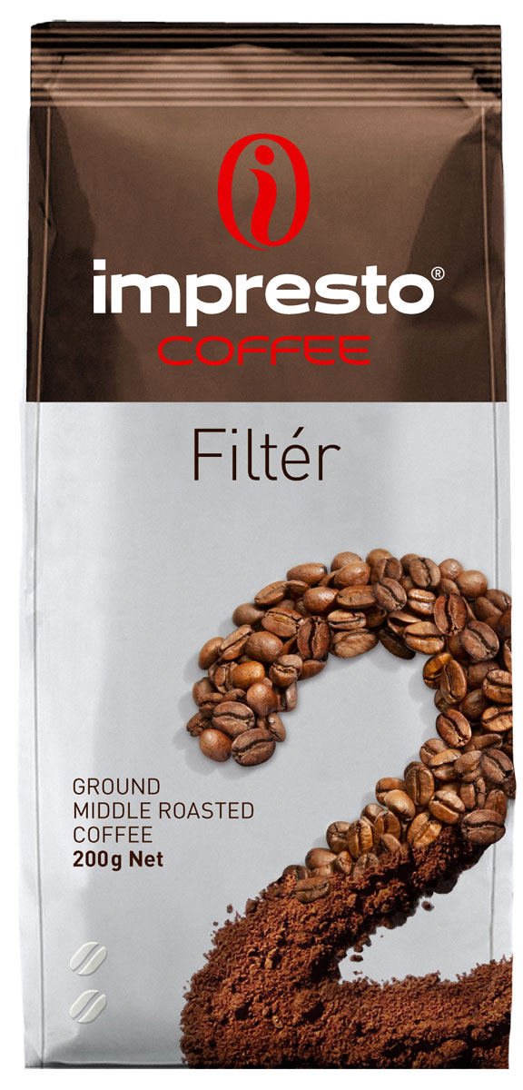 Impresto Filter кофе молотый, 200 гCIMPCH-000006 Impresto Filter кофе молотый, 200 гCIMPCH-000006Коллекция Impresto – это особая линейка с оригинальными рецептурами из 100% арабики и сбалансированных купажей с робустой, а также декофеинизированный кофе и фильтр-смеси. Мы с радостью предоставляем возможность каждому ценителю кофе приготовить дома превосходный утренний американо, послеобеденную чашечку эспрессо и вечерний кофе с молоком. Купажи Impresto – это зерно с лучших плантаций мира, мастерство европейского обжарщика, тщательное купажирование и высокотехнологичное производство с приверженностью к итальянским кофейным традициям. Impresto – это не только качественный кофе, но и бренд с насыщенной эмоциональной составляющей. Impressive, rest, espresso, restaurant, presto – все это несет в себе Impresto. Новый кофе Impresto – это идеальный выбор современных и динамичных людей, которые любят и умеют ценить действительно вкусный кофе. Описание: Это идеальный выбор для тех, кто хочет начать свой день с бодрого и яркого утра. Кофе раскрывается в многогранной...