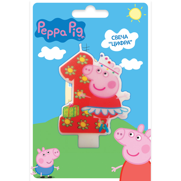 Peppa Pig Свечи для торта детские Свеча цифра №1 Peppa Pig29733 Peppa Pig Свечи для торта детские Свеча цифра №1 Peppa Pig29733Вашей малышке исполняется 1 годик? Это радостное событие не может обойтись без вкусного торта с красивой фигурной свечой в виде любимой героини. Идеальным решением может стать фигурная свеча «Цифра 1» со Свинкой Пеппой. Такой сказочный подарок приведет малютку в искренний восторг и поможет организовать веселую игру с задуванием яркого огонька. А ведь это очень полезно для развития дыхательной системы и всего организма ребенка. Фигурная свеча «Цифра 1» ТМ «Peppa Pig» с нанесенным рисунком имеет высоту 8 см, изготовлена из стеарина. Срок годности – 5 лет.