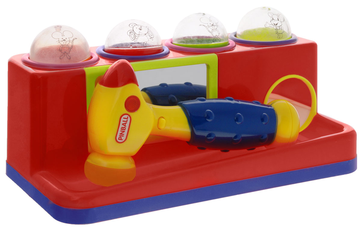 Junfa Toys Игрушка-сортер с молотком цвет красный599_красный Junfa Toys Игрушка-сортер с молотком цвет красный599_красныйЯркая игрушка-сортер Junfa Toys со звуковыми и световыми эффектами обязательно понравится малышу и доставит ему много удовольствия. Игрушка выполнена из прочного безопасного пластика. Задачей ребенка является опустить шарик в отверстие, ударяя по нему молоточком, при этом будут раздаваться различные звуки и загораться огоньки. Благодаря склону на сортере шарики будут сами выкатываться. В комплект входит молоточек и 4 шарика, на которых изображены веселые мышки. Занятия с такой игрушкой помогут малышу развить цветовое и звуковое восприятия, воображение. Для работы игрушки необходимы 2 батарейки напряжением 1,5V типа АА (не входят в комплект).