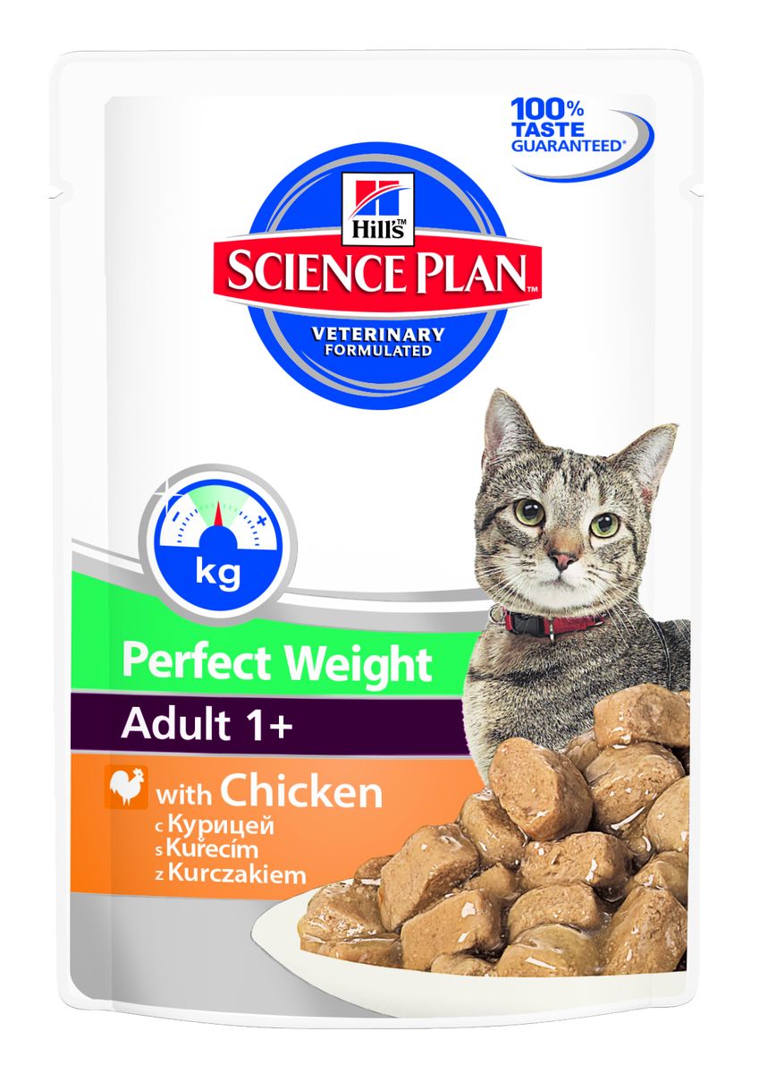 Консервы Hills Perfect Weight для кошек старше 1 года, склонных к набору веса, с курицей, 85 г10032 Консервы Hills Perfect Weight для кошек старше 1 года, склонных к набору веса, с курицей, 85 г10032Консервы Hills Perfect Weight - это повседневный полноценный рацион для кошек с уникальным комплексом ингредиентов и низким содержанием жира. Разработан чтобы помочь вашей кошке достичь оптимального веса для поддержания здоровья и долголетия. Ключевые преимущества: Клинически доказано: питание помогает кошкам достичь оптимального веса Помогает сохранить достигнутый вес Пребиотические волокна поддерживают всасывание нутриентов и способствуют легкому пищеварению Без искусственных ароматизаторов, красителей и консервантов Научно подобранный комплекс питательных веществ обеспечивает чувство сытости и стимулирует метаболизм Низкое содержание жира помогает избежать набора веса Сочетание растворимой и нерастворимой клетчатки усиливает чувство сытости, контролирует аппетит и поддерживает здоровье желудочно-кишечного тракта Высокое содержание L-карнитина усиливает преобразование жиров в энергию, помогая поддерживать мышечную массу...