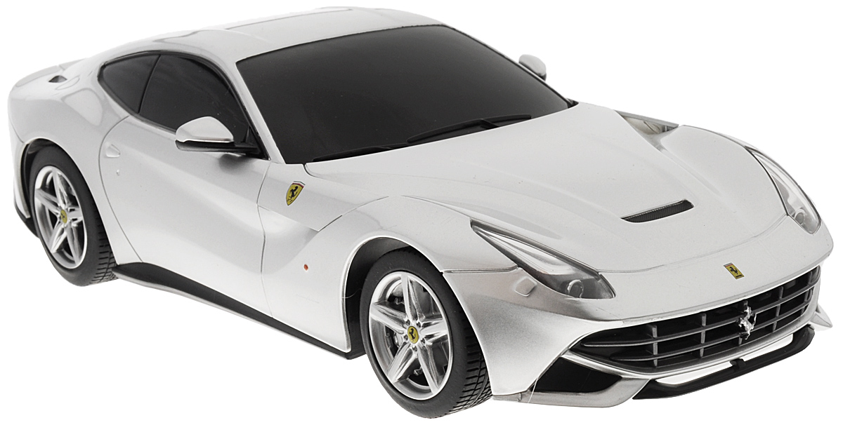 Rastar Радиоуправляемая модель с рулем Ferrari F12 Berlinetta цвет серебристый масштаб 1:1853500-10_серебристый Rastar Радиоуправляемая модель с рулем Ferrari F12 Berlinetta цвет серебристый масштаб 1:1853500-10_серебристыйРадиоуправляемая модель Rastar Ferrari F12 Berlinetta станет отличным подарком любому мальчику! Все дети хотят иметь в наборе своих игрушек ослепительные, невероятные и модные автомобили на радиоуправлении. Тем более, если это автомобиль известной марки с проработкой всех деталей, удивляющий приятным качеством и видом. Одной из таких моделей является автомобиль на радиоуправлении Rastar Ferrari F12 Berlinetta. Это точная копия настоящего авто в масштабе 1:18. Возможные движения: вперед, назад, вправо, влево, остановка. При движении загораются фары и стоп-сигналы. Пульт управления выполнен в виде полнофункционального руля с переключателем передач, кнопками акселератора, тормоза, клаксона. При повороте руля возникает звуковой эффект ритмичного тиканья, и машина поворачивает. При нажатии на клаксон раздается звуковой сигнал. Пульт управления работает на частоте 40 MHz. Для работы машины необходимы 4 батарейки типа АА (не входят в комплект). ...