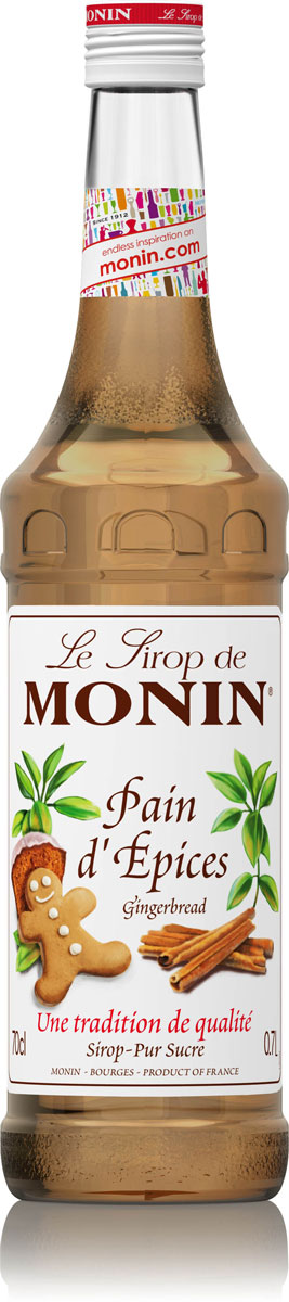 Monin Имбирный Пряник сироп, 0,7 лSMONN0-000067 Monin Имбирный Пряник сироп, 0,7 лSMONN0-000067В Северной Америке слово пряник часто ассоциируется с пышным печеньем и пряничным домиком! Все эти пряничные элементы связаны с ощущением тепла и уюта во время зимних праздников. Ощутите тепло и уют у камина, добавляя в ваши напитки сироп Monin Имбирный пряник, который представляет собой хорошо сбалансированную смесь имбиря и корицы, по вкусу - истинный пряник. ВКУС Сложный запах специй с сильной нотой корицы, пышный вкус печенья. ПРИМЕНЕНИЕ Кофе, десертные напитки, коктейли, какао. Сиропы Monin выпускает одноименная французская марка, которая известна как лидирующий производитель алкогольных и безалкогольных сиропов в мире. В 1912 году во французском городке Бурже девятнадцатилетний предприниматель Джордж Монин основал собственную компанию, которая специализировалась на производстве вин, ликеров и сиропов. Место для завода было выбрано не случайно: город Бурже находился в непосредственной близости от крупных сельскохозяйственных районов...