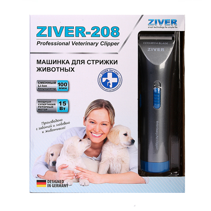 Машинка для стрижки собак аккумуляторно-сетевая Ziver-20820.ZV.049 Машинка для стрижки собак аккумуляторно-сетевая Ziver-20820.ZV.049Описание товара: мощный и супертихий роторный мотор 15 Вт; 100 минут использования от одной зарядки; Li-ion аккумулятор с полной зарядкой за 150 минут – без эффекта памяти; Сменный аккумулятор (второй аккумулятор приобретается дополнительно); быстро съемный керамический стригущий нож в один клик; защита от перезарядки аккумулятора; эргономичный дизайн; работает от аккумулятора и от сети; удобный встроенный регулятор для настройки длины стрижки от 1,0 мм до 1,9мм; 4 насадки на 3,6,9,12 мм вес машинки 230 гр. Гарантия 12 месяцев Комплектация: машинка для стрижки 4 насадки на 3,6,9,12 мм щетка для чистки ножей масло сетевой адаптер инструкция на русском языке с гарантийным талоном Машинка рекомендована для использования в ветеринарных клиниках при предоперационной подготовке животного, а также для стрижки животных в домашних условиях. Современный Li-ion аккумулятор не обладает эффектом памяти, т.е. Вы можете...