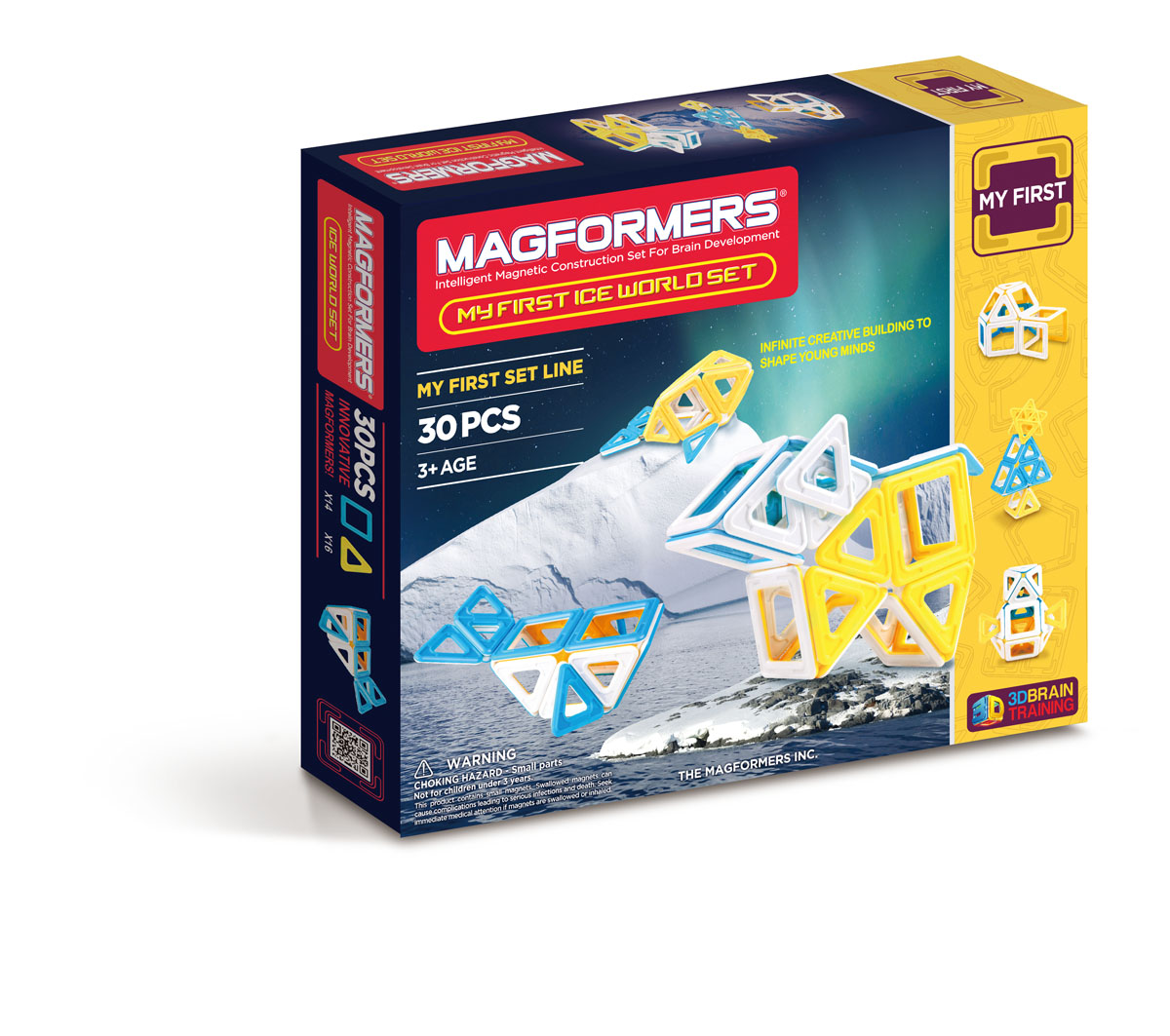 Magformers Магнитный конструктор 63136 Ice World63136 Magformers Магнитный конструктор 63136 Ice World63136С помощью оригинальных деталей, белого и желтого, белого и голубого цветов можно создать полярных животных и птиц, снежного человека и северные растения.Набор отлично дополнит Вашу коллекцию конструкторов Магформерс.Набор Magformers My First Ice World Set содержит 30 элементов:треугольник 16 штквадрат 14 шт