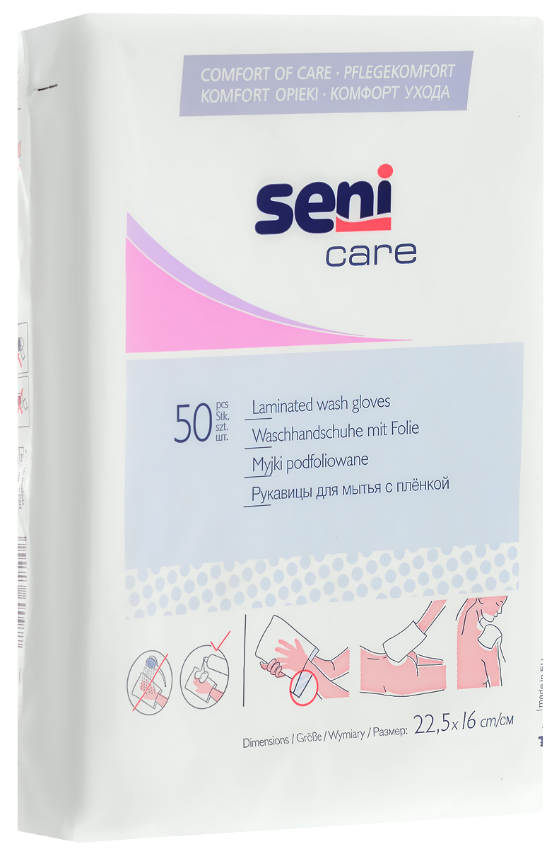 Seni Рукавица для мытья Care, с непроницаемой пленкой, 50 штSE-981-MYJK-001 Seni Рукавица для мытья Care, с непроницаемой пленкой, 50 штSE-981-MYJK-001Одноразовые рукавицы Seni Care выполнены из нетканого материала с водонепроницаемой пленкой внутри. Рекомендуются для очищения кожи с использованием специальных косметических средств, требующих смывания водой. Предотвращают контакт кожи рук с загрязнениями на теле пациента. Размер рукавицы: 22,5 см х 16 см. Товар сертифицирован.