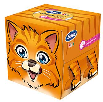 Zewa Бумажные платочки в коробке Kids. Тигренок, детские, 60 шт140814732 Zewa Бумажные платочки в коробке Kids. Тигренок, детские, 60 шт140814732Веселый дизайн уникальных носовых платочков в коробках Zewa Kids 3D для детей превращает процесс сморкания из тяжелого испытания в увлекательное занятие. Трехслойные носовые платочки в коробках вместе со смешными раскладными зверушками должны быть в каждой семье, где есть дети. Зверушки собираются из коробки. Товар сертифицирован.