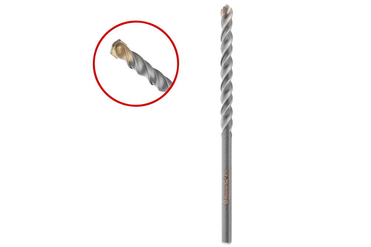 Сверло Hammer Flex 202-308 DR CR 4,0мм*75мм камень, DIN8039, HRC62390 Сверло Hammer Flex 202-308 DR CR 4,0мм*75мм камень, DIN8039, HRC62390Сверло по камню Hammerflex изготовлено из высококачественной быстрорежущей инструментальной стали 40CR методом ковки холодного проката. Сверло обладает 4 канавками для эффективного бурения и отвода шлама для предотвращения перегрева. Подходит для бетона, кирпичной кладки, силикатного кирпича, природного и искусственного камня, для ударных дрелей. Закрепленный высокотемпературной пайкой в теле сверла, твердосплавный наконечник из сплава YG8 (ВК8) обеспечивает сверлу высокую износоустойчивость и значительный ресурс. Стандарт сверла: DIN 8039. Твердость наконечника: HRC-88-89.