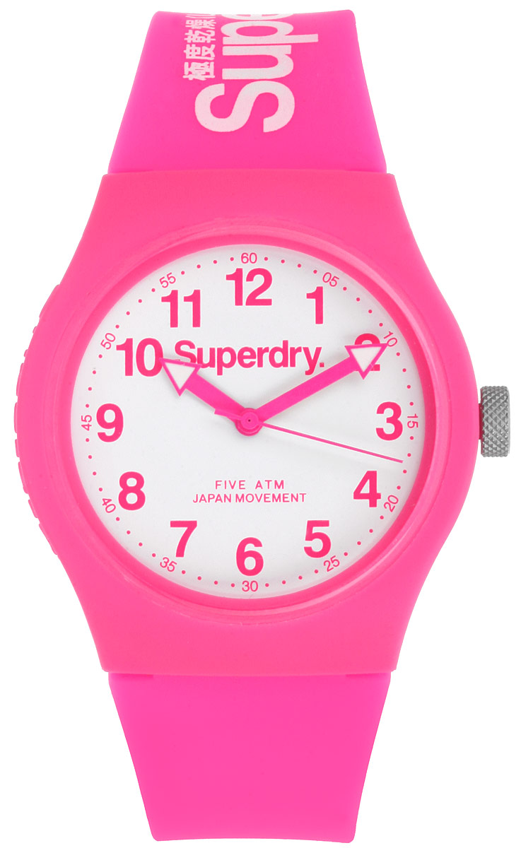 Часы женские наручные Superdry, цвет: розовый. SYG164SYG164PW Часы женские наручные Superdry, цвет: розовый. SYG164SYG164PWОригинальные женские часы Superdry выполнены из нержавеющей стали, каучука и минерального стекла. Изделие дополнено символикой бренда. Корпус часов выполнен из нержавеющей стали и каучука, дополнен минеральным стеклом и имеет степень влагозащиты равную 5 atm. Оригинальный браслет выполнен из каучука и дополнен практичной пряжкой, которая позволит с легкостью снимать и надевать изделие. Часы поставляются в фирменной упаковке. Часы Superdry подчеркнут изящность женской руки и отменное чувство стиля у их обладательницы.