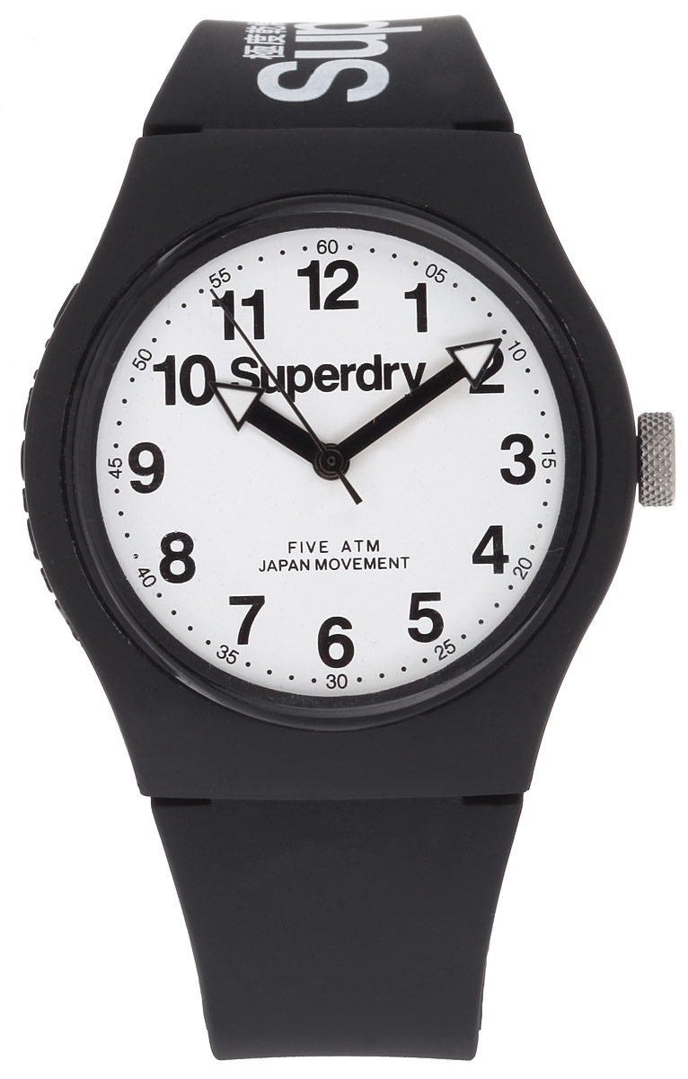 Часы наручные Superdry, цвет: черный, белый. SYG164SYG164BW Часы наручные Superdry, цвет: черный, белый. SYG164SYG164BWОригинальные женские часы Superdry выполнены из нержавеющей стали, каучука и минерального стекла. Изделие дополнено символикой бренда. Корпус часов выполнен из нержавеющей стали и каучука, дополнен минеральным стеклом и имеет степень влагозащиты равную 5 atm. Оригинальный браслет выполнен из каучука и дополнен практичной пряжкой, которая позволит с легкостью снимать и надевать изделие. Часы поставляются в фирменной упаковке. Часы Superdry подчеркнут чувство стиля у их владельца.