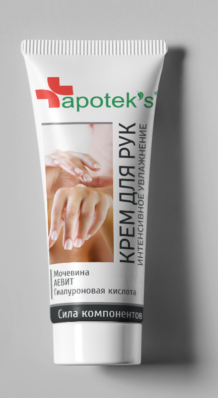 Apoteks Крем для рук интенсивное увлажнение, 75 мл4650001794291 Apoteks Крем для рук интенсивное увлажнение, 75 мл4650001794291Крем для рук повышает тонус кожи, улучшает внешний вид и структуру кожных покровов. Мочевина обеспечивает моментальное увлажнение даже самой сухой кожи рук, восстанавливая ее гладкость и мягкость. АЕВИТ оказывает антиоксидантное и регенерирующее действие, тонизирует и освежает «уставшую» кожу. Гиалуроновая кислота интенсивно увлажняет, стимулирует выработку коллагена и эластина для поддержания молодости кожи.