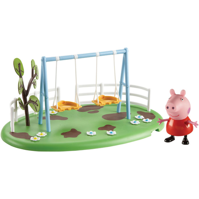 Peppa Pig Набор фигурок Качели Пеппы28776 Peppa Pig Набор фигурок Качели Пеппы28776Свинка Пеппа отправляется гулять на зеленую цветочную лужайку. Ваш малыш хочет присоединиться к ее увлекательному занятию? Тогда игровой набор Качели Пеппы ТМ Свинка Пеппа ему поможет в этом. В комплекте 2 предмета: площадка с качелями и фигурка Свинки Пеппы, с двигающимися ручками и ножками, которая может стоять и сидеть. На площадке расположены две съемные качели со специальными дырочками на сидениях, в которых можно прочно зафиксировать ножки фигурок. Пеппа и ее друзья будут весело качаться, не боясь упасть. От одного несильного толчка качели могут сами раскачиваться в течение 10-15 секунд. Рядом с ними растет дерево, а вокруг видны небольшие «лужи» - Пеппа и ее друзья обожают прыгать по ним! Сюжетно-ролевая игра с этим набором активно развивает у детей воображение, координацию движений, творческое мышление и навыки общения. Игрушки выполнены из высококачественного пластика и безопасны для детского использования.