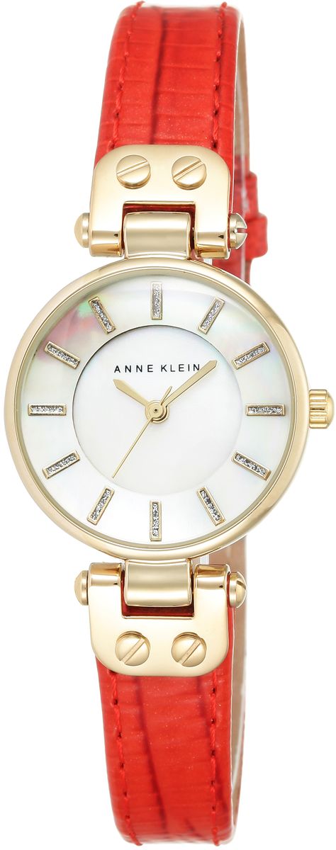 Часы наручные женские Anne Klein, цвет: белый, красный, золотой. 1950MPRD1950MPRD Часы наручные женские Anne Klein, цвет: белый, красный, золотой. 1950MPRD1950MPRDЭлегантные женские часы Anne Klein выполнены из металлического сплава, натуральной кожи с тиснением под рептилию и минерального стекла. Циферблат изделия дополнен блестками, перламутровой вставкой и символикой бренда. Корпус часов оснащен кварцевым механизмом, имеет степень влагозащиты равную 3 atm, а также дополнен устойчивым к царапинам минеральным стеклом. Ремешок оснащен классическим замком-пряжкой, который позволит с легкостью снимать и надевать часы, а также регулировать длину изделия. Часы поставляются в фирменной упаковке. Часы Anne Klein подчеркнут изящность женской руки и отменное чувство стиля у их обладательницы.