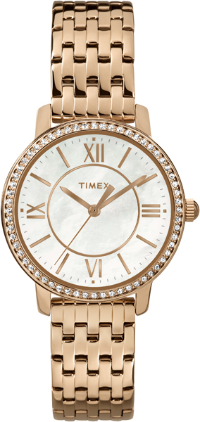 Часы наручные женские Timex, цвет: белый, золотой. TW2P80700TW2P80700 Часы наручные женские Timex, цвет: белый, золотой. TW2P80700TW2P80700Оригинальные женские часы Timex выполнены из нержавеющей стали и минерального стекла. Корпус изделия оформлен кристаллами Swarovski, циферблат часов дополнен перламутром и символикой бренда. Корпус часов оснащен кварцевым механизмом, имеет степень влагозащиты равную 3 atm, а также дополнен устойчивым к царапинам минеральным стеклом. Браслет часов оснащен складным замком, который состоит из двух элементов, что позволит регулировать длину изделия. Часы поставляются в фирменной упаковке. Часы Timex подчеркнут изящность женской руки и отменное чувство стиля у их обладательницы.