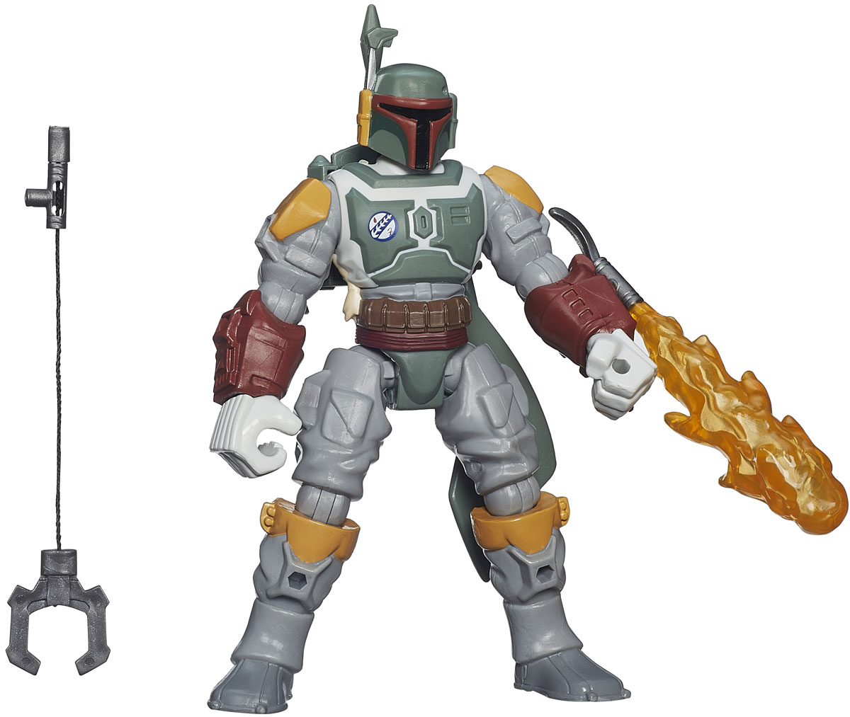 HeroMashers Фигурка сборная Boba FettB3666EU4_B3667 HeroMashers Фигурка сборная Boba FettB3666EU4_B3667Фигурка Star Wars Boba Fett выполнена в виде героя всеми любимой фантастической саги Звездные войны Бобы Фетта, безжалостного охотника за головами. Фигурка из пластика проработана до мельчайших деталей и является точной копией своего прототипа в уменьшенном размере. Конечности игрушки подвижны: поворачивается голова, сгибаются ноги и руки. Все это сделает игру реалистичной и разнообразной. Еще одной особенностью данной серии фигурок является то, что конечности разных фигурок взаимозаменяемы, поэтому вы сможете создать свою собственную, уникальную фигурку! Такая фигурка непременно понравится поклоннику Звездных войн и станет замечательным украшением любой коллекции. В комплекте: фигурка, огнемет, реактивный ранец, клещи.