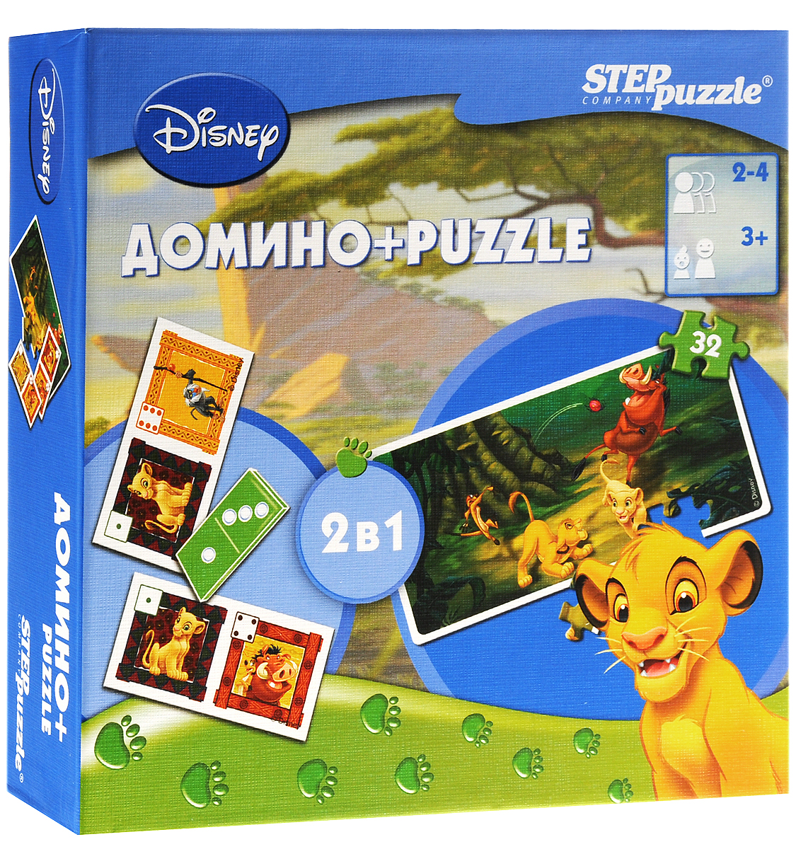 Step Puzzle Домино и пазл Король Лев08003 Step Puzzle Домино и пазл Король Лев08003Домино и пазл Step Puzzle Король Лев интересное развлечение для вашего ребенка, сочетающее в себе домино и пазл. Из 18 элементов малыш сможет собрать пазл с изображением персонажей одноименного мультфильма. Герои любимого многими малышами мультфильма Король лев, изображенные на качественных картонных карточках, увлекут ребенка в веселый процесс игры. Внаборе имеется: 18 элементов для сборки пазла, 28 карточек для игры в домино и инструкция. Сочетание домино и пазла формирует сосредоточенность, память, аналитическое мышление, логику и внимание. Помимо этого, домино Король Лев учит ребенка умению играть в коллективе.