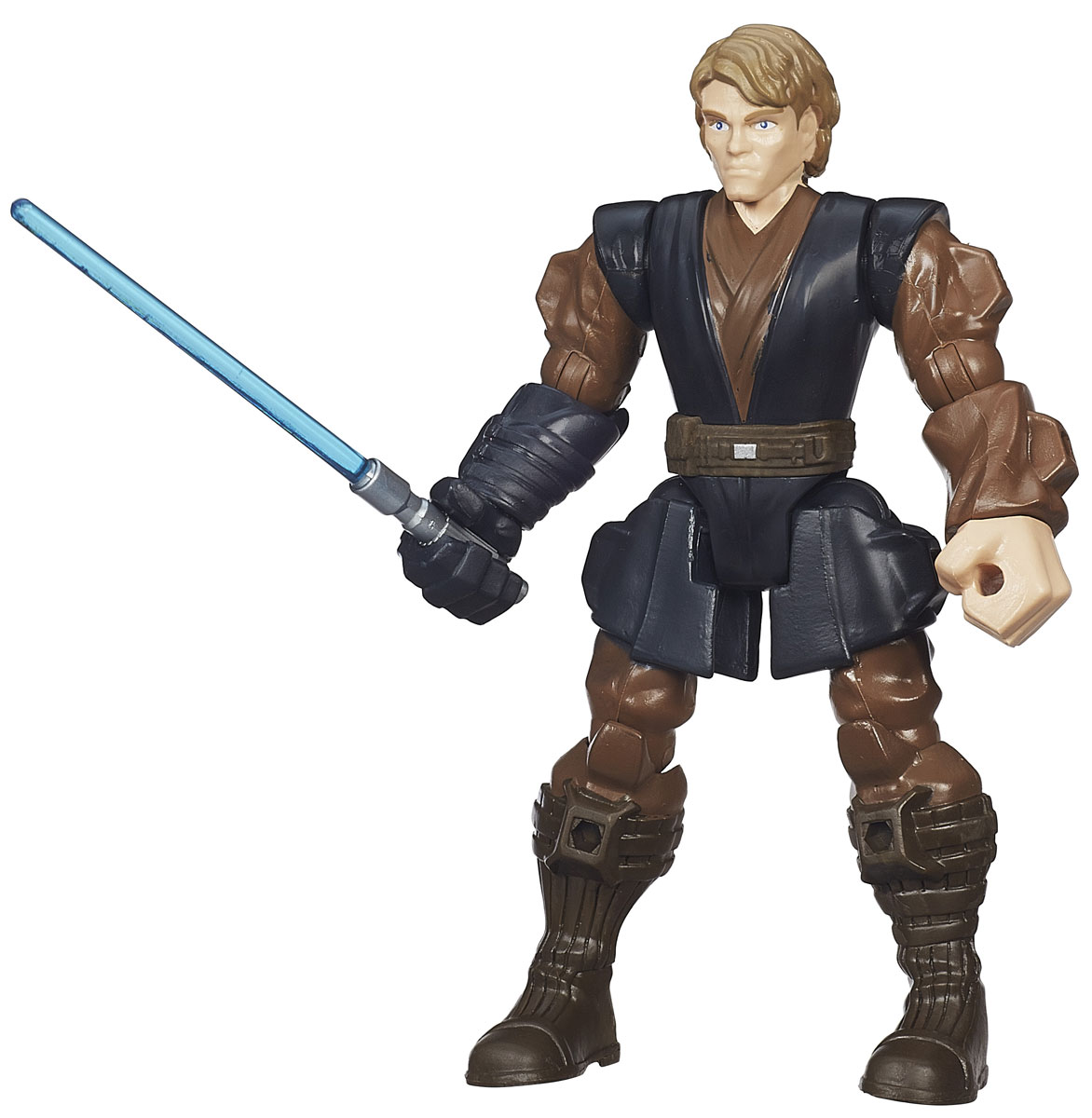 HeroMashers Фигурка Anakin SkywalkerB3660_B3656 HeroMashers Фигурка Anakin SkywalkerB3660_B3656Фигурка HeroMashers Anakin Skywalker выполнен в виде героя всеми любимой фантастической саги Звездные войны, молодого Энакина Скайуокера. Фигурка из пластика проработана до мельчайших деталей и является точной копией своего прототипа в уменьшенном размере. Конечности игрушки подвижны: поворачивается голова, сгибаются ноги и руки. Все это сделает игру реалистичной и разнообразной. Еще одной особенностью данной серии фигурок является то, что конечности разных фигурок взаимозаменяемы, поэтому вы сможете создать свою собственную, уникальную фигурку! Такая фигурка непременно понравится поклоннику Звездных войн и станет замечательным украшением любой коллекции. В комплекте: фигурка, световой меч.