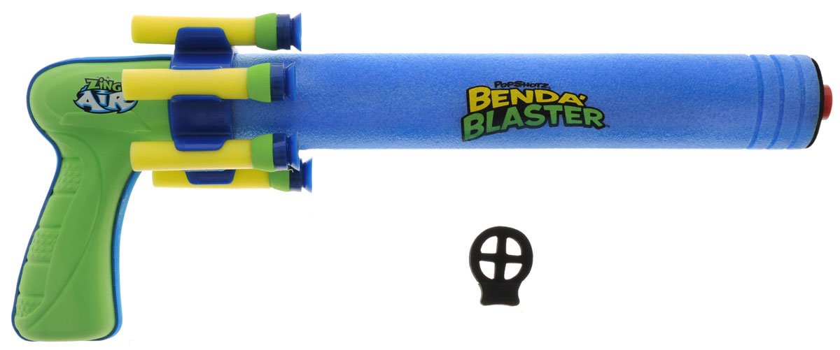 Zing Бластер Benda Blaster цвет салатовый голубойZG532_салатовый/голубой/желтый Zing Бластер Benda Blaster цвет салатовый голубойZG532_салатовый/голубой/желтыйБластер Zing Benda Blaster позволит вашему ребенку почувствовать себя во всеоружии! Бластер выполнен из безопасных для ребенка материалов. Это гибкий пневмопистолет, который стреляет из-за угла. Его ствол легко сгибается таким образом, чтобы можно было стрелять по противнику прямо из укрытия. Необычная конструкция продумана для точных и метких выстрелов несмотря на изгибы. стреляет это оружие присосками, а при игре на открытом воздухе может поражать мишень на удалении до 50 метров. Комплект включает в себя бластер и четыре патрона с присосками. Игра с таким бластером поможет ребенку в развитии меткости, ловкости, координации движений и сноровки.