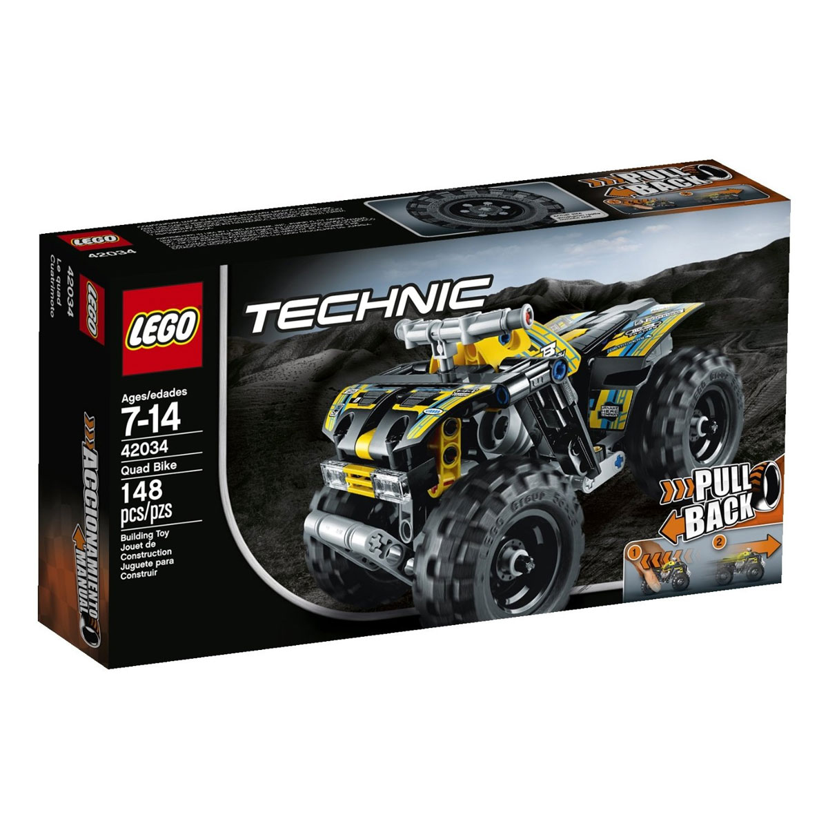 LEGO Technic Конструктор Квадроцикл 4203442034 LEGO Technic Конструктор Квадроцикл 4203442034Пробирайся по самой непроходимой местности на прочном квадроцикле. Эта надежная, мощная машина отличается желто-черно-сине-серой окраской, великолепными рисунками, оснащена огромными шинами с глубоким рисунком протекторов, надежным шасси со сверхвысокими брызговиками, усиленной передней защитной дугой и мощным высокоскоростным инерционным двигателем. Этот красочный игровой набор содержит 148 пластиковых элементов для сборки и инструкцию по сборке. Конструктор - это один из самых увлекательнейших и веселых способов времяпрепровождения. Ребенок сможет часами играть с конструктором, придумывая различные ситуации и истории. В процессе игры с конструкторами LEGO дети приобретают и постигают такие необходимые навыки как познание, творчество, воображение. Обычные наблюдения за детьми показывают, что единственное, чему они с удовольствием посвящают время - это игры. Игра - это состояние души, это веселый опыт познания реальности. Играя, дети создают собственные миры,...