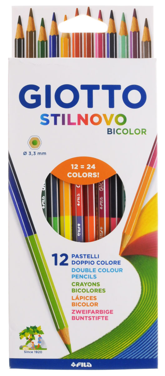 Giotto Набор цветных карандашей Stilnovo Bicolor Ast 12 штук256900_24 цвета Giotto Набор цветных карандашей Stilnovo Bicolor Ast 12 штук256900_24 цветаНабор цветных карандашей Giotto Stilnovo Bicolor Ast непременно понравятся вашему юному художнику. Набор включает в себя 12 ярких двусторонних цветных карандашей. Изготовлены из натурального дерева, экологически чистые. Имеют ударопрочный неломающийся грифель, не требующий сильного нажатия. Легко затачиваются, не крошатся. Порадуйте своего ребенка таким восхитительным подарком! В комплекте: 12 цветных карандашей по 2 цвета.