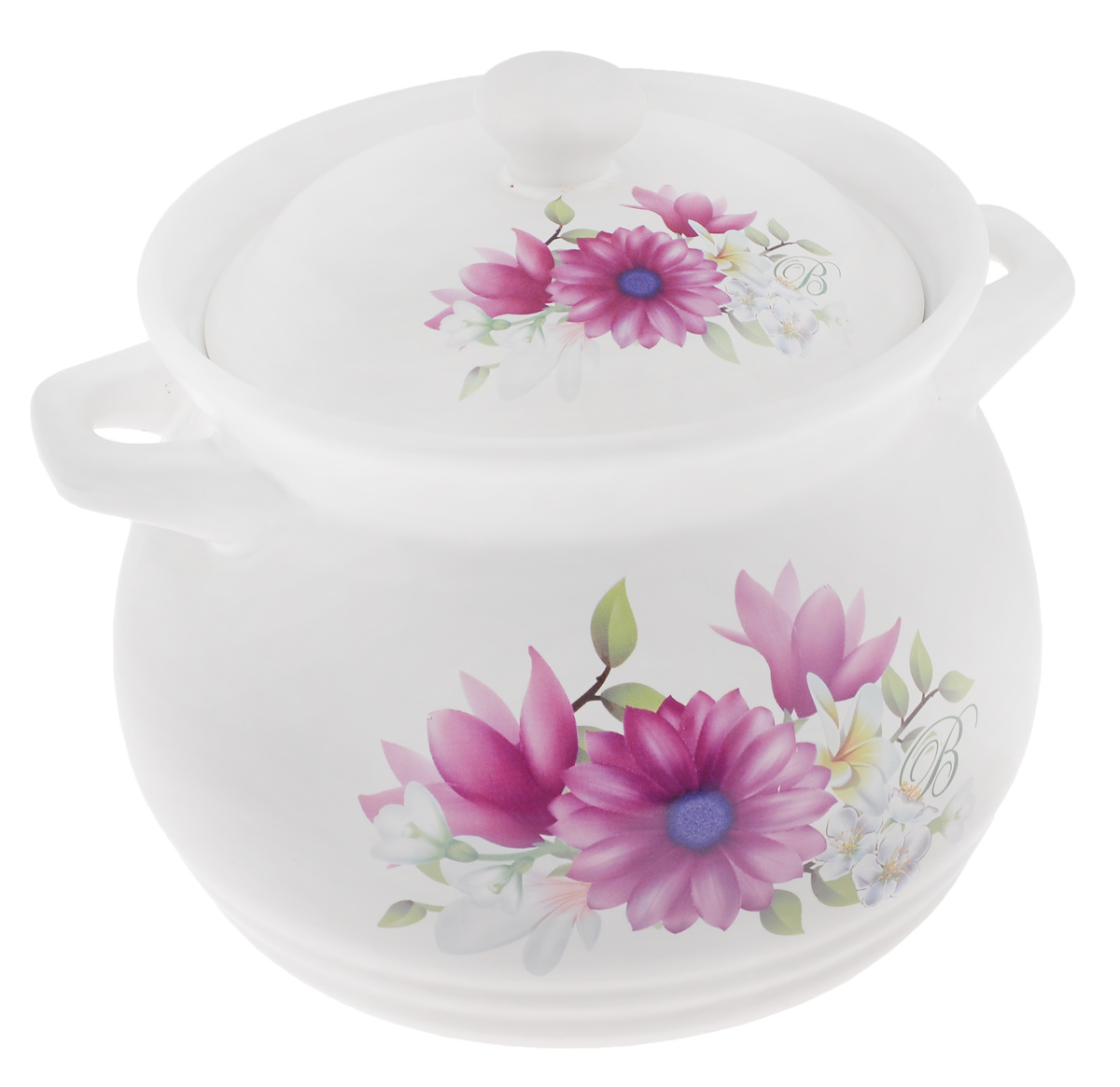 Супница Bohmann Цветы с крышкой, 4,3 л - Bohmann1343BHC/NEW Супница Bohmann Цветы с крышкой, 4,3 л - Bohmann1343BHC/NEWСупница Bohmann Цветы, изготовленная из жаропрочной керамики, предназначена для подачи супов, бульонов, гуляшей и прочих первых блюд. Изделие оснащено крышкой и удобными ручками. Вы собираете многочисленных родственников на домашний обед и планируете подать к столу суп или бульон? Супница Bohmann Цветы придаст трапезе некую изысканность и аккуратность. Она будет великолепным подарком для коллег, родственников или для молодой семьи. При использовании на газовой плите рекомендуется ставить рассекатель пламени. Можно использовать в микроволновой печи. Диаметр супницы (по верхнему краю): 21 см. Ширина супницы (с учетом ручек): 26 см. Высота супницы (без учета крышки): 17,5 см. Объем супницы: 4,3 л.