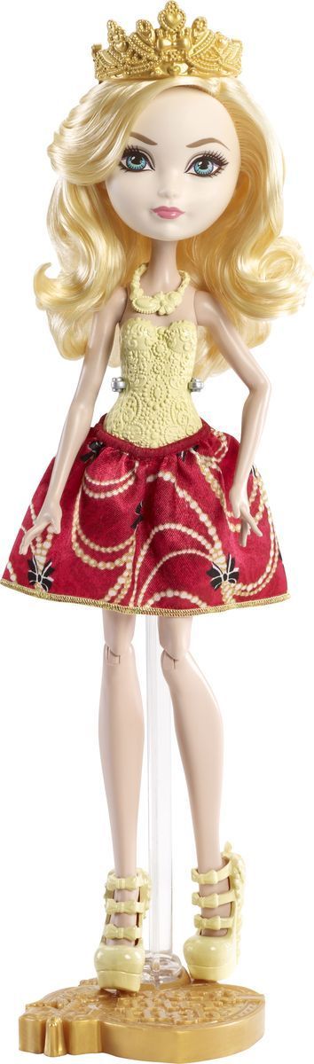 Ever After High Кукла Эппл ВайтDLB34_DLB36 Ever After High Кукла Эппл ВайтDLB34_DLB36Очаровательная куколка Ever After High Эппл Вайт обязательно привлечет внимание вашей маленькой любительницы сказок и волшебства. Эппл Уайт - дочь Белоснежки, прекрасной правительницы мира сказок, закончив обучение в школе Долго и Счастливо, она станет новой правительницей. На куколке надето красивое красное платье с обтягивающим лифом желтого цвета. Образ дополняют стильные красные ботильоны, на голове - диадема. Длинные золотистые волосы мягкие и послушные, их приятно расчесывать и создавать различные прически. Руки и ноги у куклы шарнирные, что позволяет придавать ей различные позы. Не упустите возможность переписать историю вместе с учениками школы Ever After - детьми персонажей известных сказок, которым предстоит решить, следовать ли судьбе своих родителей и прожить положенный сюжет, или изменить то, что им предначертано и самим выбирать свою судьбу.