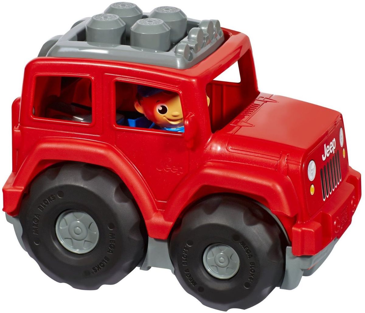 Mega Bloks Конструктор JeepCND61 Mega Bloks Конструктор JeepCND61Конструктор Mega Bloks Jeep развеселит любого малыша! Выполнен конструктор в виде красного внедорожника, за рулем которого сидит водитель в синей кепке. Крыша джипа легко открывается, позволяя поместить внутрь 6 блоков из набора. Их также можно прикрепить сверху, чтобы придать машинке неповторимый облик! Пусть ваш ребенок сам создаст джип, с которым будет играть часами. Внедорожник оснащен крупными колесами, имеющими свободный ход. Элементы набора крупные, чем удобны для игры маленькими детскими ручками. Порадуйте своего ребенка такой необыкновенной игрушкой!