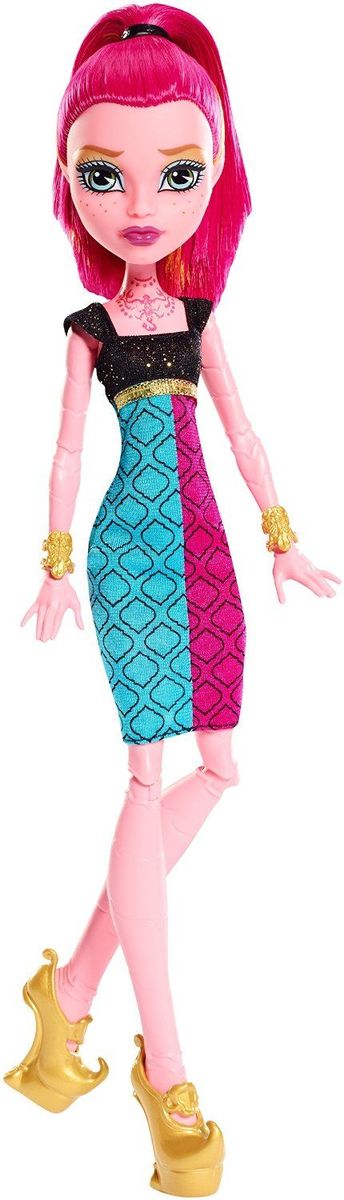 Monster High Кукла Джиджи ГрантDKY17_DKY19 Monster High Кукла Джиджи ГрантDKY17_DKY19Давно полюбившиеся нам ученицы Школы монстров не боятся быть чудовищами! Они модно приоделись и готовы к занятиям в своей жуткой школе - и к леденящим кровь приключениям за ее пределами. Одна из них - Джиджи Грант. Кукла Monster High Джиджи Грант одета в элегантное розово-голубое платье. На ногах золотистые туфли на платформе. Шикарные волосы куклы можно расчесывать. Вашему ребенку понравится воссоздавать сцены или разыгрывать с куклами сюжеты собственных историй. Руки и ноги куклы шарнирные, это позволяет придать разнообразные позы. Порадуйте поклонницу Монстер Хай удивительной новинкой в мире Школы Монстров, подарив ей эту замечательную куколку.