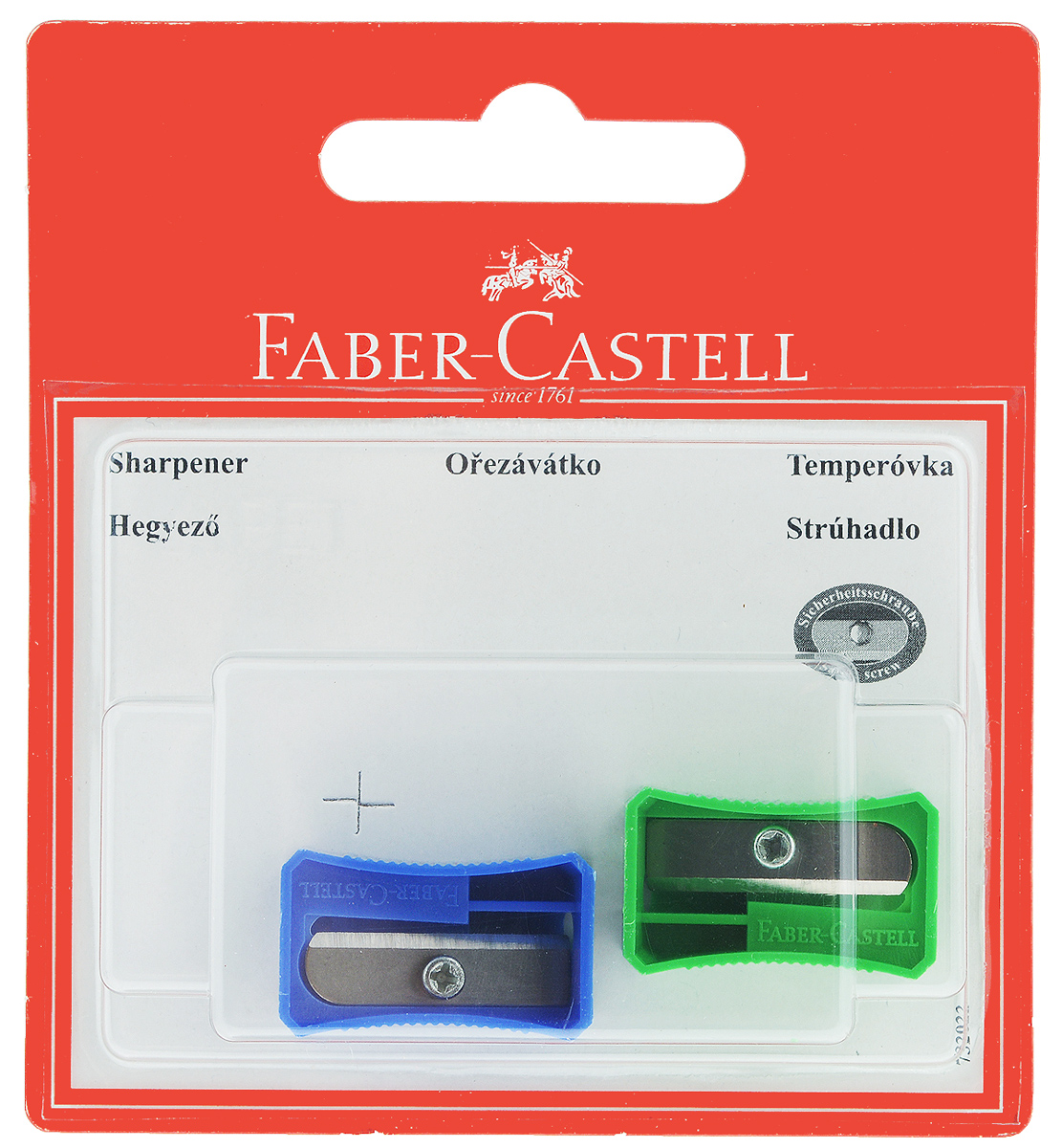 Faber-Castell Точилка цвет синий зеленый 2 шт263221_синий, зеленый Faber-Castell Точилка цвет синий зеленый 2 шт263221_синий, зеленыйНабор точилок Faber-Castell предназначен для затачивания классических простых и цветных карандашей. В наборе две точилки из прочного пластика с рифленой областью захвата. Острые стальные лезвия обеспечивают высококачественную и точную заточку деревянных карандашей.