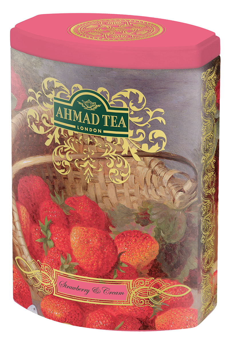 Ahmad Tea Strawberry and Cream черный листовой чай, 100 г (ж/б)1360N1 Ahmad Tea Strawberry and Cream черный листовой чай, 100 г (ж/б)1360N1Сочетание клубники со сливками - классический десертный дуэт, в котором главную ноту играет клубника в томном сливочном соусе. В рецепте Strawberry and Cream от Ahmad Tea добавлена ваниль, которая усложняет бархатный вкус черного цейлонского чая.