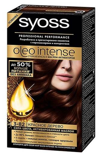 Syoss Краска для волос Oleo Intense, 3-82. Красное дерево93935005 Syoss Краска для волос Oleo Intense, 3-82. Красное дерево93935005Краска для волос Syoss Oleo Intense - первая стойкая крем-маска на основе масла-активатора, без аммиака и со 100% чистыми маслами - для высокой интенсивности и стойкости цвета, профессионального закрашивания седины и до 90% больше блеска. Насыщенная формула крем-масла наносится без подтеков. 100% чистые масла работают как усилитель цвета: технология Oleo Intense использует силу и свойство масел максимизировать действие красителя. Абсолютно без аммиака, для оптимального комфорта кожи головы. Одновременно краска обеспечивает экстра-восстановление волос питательными маслами, делая волосы до 40% более мягкими. Волосы выглядят здоровыми и сильными 6 недель. Характеристики: Номер краски: 3-82. Цвет: красное дерево. Степень стойкости: 3 (обеспечивает стойкое окрашивание). Объем тюбика с окрашивающим кремом: 50 мл. Объем флакона-аппликатора с проявляющей эмульсией: 50 мл. Объем кондиционера: 15 мл. Производитель: Германия. В...
