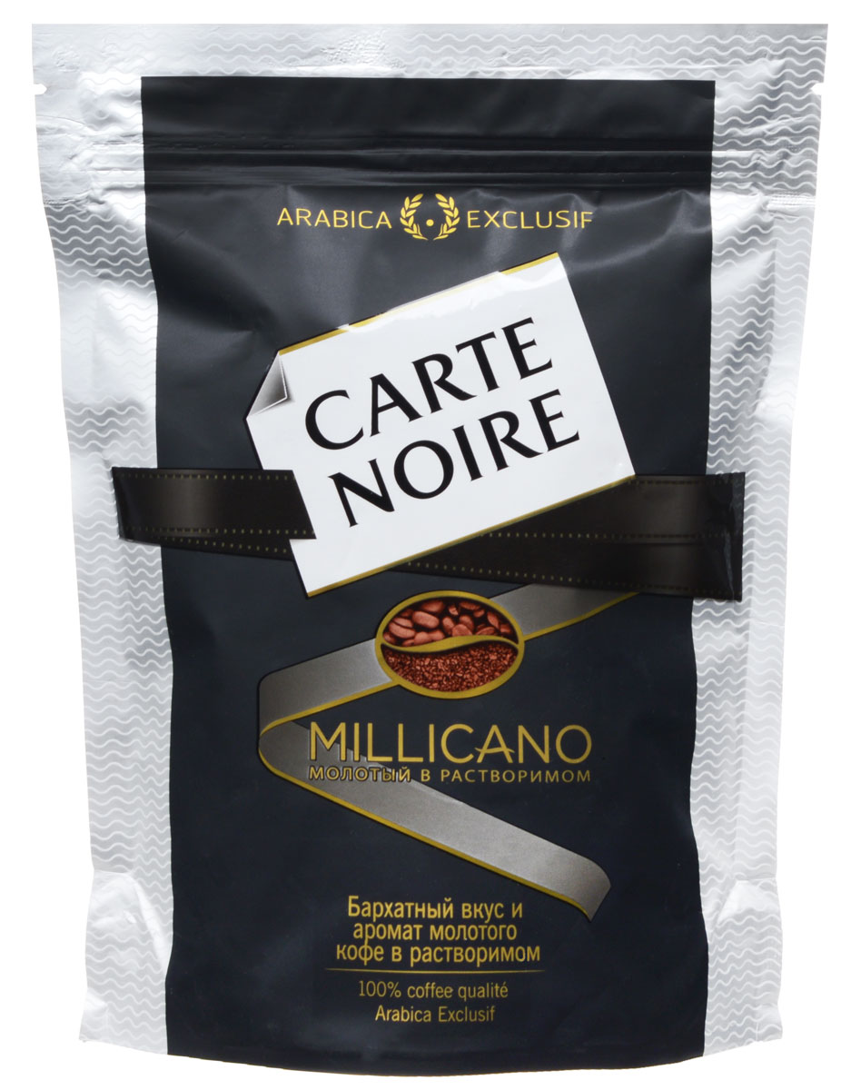 Carte Noire Millicano кофе растворимый, 150 г640960 Carte Noire Millicano кофе растворимый, 150 г640960Новый вкус Millicano в коллекции Carte Noire раскрывает всю полноту вкусовых ощущений молотого кофе в форме растворимого кофе. Carte Noire Millicano отличается насыщенным бархатным вкусом, богатым ароматом свежесваренного кофе, многогранной текстурой и совершенным послевкусием, присущим натуральному молотому кофе. Он создан по уникальной технологии Millicano: особый купаж свежеобжаренных зерен натурального кофе ультратонкого помола содержится в каждой MILLICANO-грануле растворимого кофе Carte Noire, созданного из отборных зерен Arabica Exclusif.