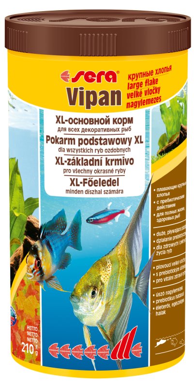Sera Vipan Корм для декоративных рыб, крупные хлопья 1000мл15961 Sera Vipan Корм для декоративных рыб, крупные хлопья 1000мл15961Классика - хлопьевидный корм для декоративных рыб в аквариумах со смешанным сообществом. sera випан - идеальный основной корм для рыб в аквариумах со смешанным сообществом. Сбалансированный состав удовлетворяет потребности множества видов. Бережная обработка гарантирует сохранение ценных ингредиентов (например, жирных кислот Омега, витаминов и минералов). Метод его приготовления, применяемый фирмой sera, позволяет хлопьям сохранять свою форму в течение длительного времени, не загрязняя воду. Благодаря уникальной очень высокой степени измельчения, хлопья в тоже время очень нежны и поэтому охотно поедаются рыбой. Доступен в обычной форме и в форме крупных хлопьев.