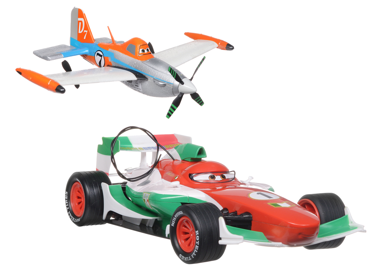 Dickie Toys Машина на радиоуправлении Франческо + Подарок Самолет на радиоуправлении Дасти3089509Р Dickie Toys Машина на радиоуправлении Франческо + Подарок Самолет на радиоуправлении Дасти3089509РРадиоуправляемая модель Франческо не оставит равнодушным вашего ребенка. Машинка выполнена в виде героя популярного мультфильма Тачки - итальянского гонщика Франческо Бернулли. Машинка изготовлена из прочного пластика, шины выполнены из мягкой резины. Модель при помощи пульта управления может двигаться вперед, назад, поворачивать влево и вправо, разворачиваться на 360 градусов и останавливаться. Световые и звуковые эффекты сделают игру еще интереснее. Длина машинки: 30 см. Для работы машины необходимы 4 батареи напряжением 1,5V типа АА (не входят в комплект), для работы пульта управления нужны 3 батареи напряжением 1,5V типа АА (не входят в комплект). Самолетик Дасти - это главный герой полюбившегося многим детям мультфильма Самолеты, будучи скромным кукурузником, но мечтающим о больших гонках, преодолевает свой страх высоты и становится победителем. Этот яркий и легкий, так как основным материалом корпуса является пенопласт, самолетик следует...