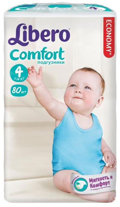 Libero Подгузники Comfort (7-14 кг) 80 шт5528 Libero Подгузники Comfort (7-14 кг) 80 шт5528Подгузники Либеро Комфорт Макси 7/14 кг (80 штук) Ваш малыш с каждым днем становится все более активным, начинает исследовать окружающий мир. Но иногда кроха не может радоваться открытиям из-за такой важной одежды, как подгузник. Мягкие и ультратонкие Libero Comfort хорошо впитывают и сидят на малыше, не стесняя его движений, дарят комфорт и радость. Мягкие и тонкие Хорошо впитывают Не содержат лосьонов Тянущиеся боковинки и эластичный поясок для более комфортного прилегания Мягкие резиночки анатомической формы вокруг ножек Позволяют коже дышать В каждой упаковке Libero Comfort вы найдете 2 разных дизайна подгузников! Libero Baby Soft 4 (Макси) созданы для малышей от 7-14 кг. ...