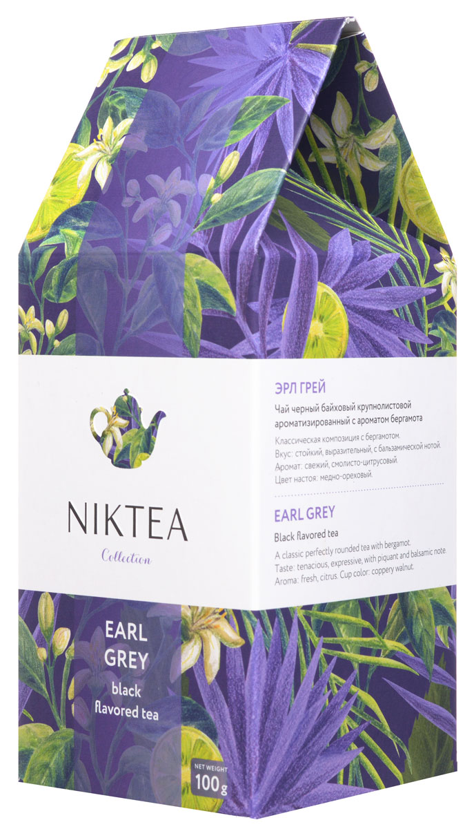 Niktea Earl Grey черный ароматизированный чай, 100 гTALTHA-L00002 Niktea Earl Grey черный ароматизированный чай, 100 гTALTHA-L00002Niktea Earl Grey - классическая композиция с бергамотом. Отличается свежим смолисто-цитрусовыми нотами и стойким, выразительным вкусом с пряно-бальзамической нотой. Коллекция NikTea разработана командой экспертов, имеющих богатый опыт в чайной индустрии. Во время ее создания выбирались самые надежные поставщики из Европы и стран происхождения чая, а в линейку включили не только топовые аутентичные позиции, но и новые интересные рецептуры в традициях современной чайной миксологии. NikTea - это действительно качественный чай. Для истинных ценителей мы предлагаем безупречное качество: отборное сырье, фасовку на высокотехнологичном производственном комплексе в России, постоянный педантичный контроль готового продукта, а также сертификацию сырья по международным стандартам. NikTea - это разнообразие. В линейках листового и пакетированного чая представлены все основные группы вкусов - от классического черного и зеленого чая до...