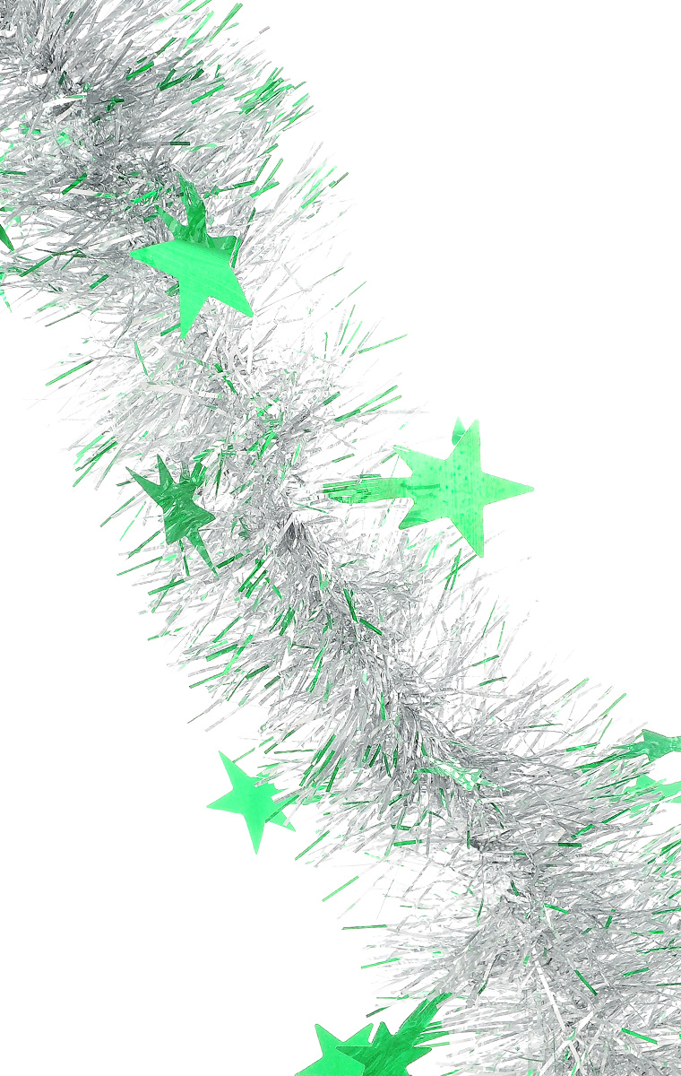 Мишура новогодняя "Sima-land", цвет: серебристый, зеленый, диаметр 8 см, длина 200 см. 702600