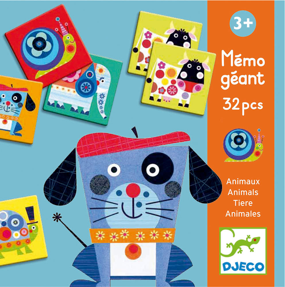 Настольная игра Djeco Животные08103 Настольная игра Djeco Животные08103Настольная игра Djeco Животные для самых маленьких на развитие памяти. Классическая игра - мемори выполнена в крупном формате, что невероятно удобно для первых игр вашего малыша. На больших карточках помещены крупные изображения ярких животных, которые легко запоминать и так интересно рассматривать.