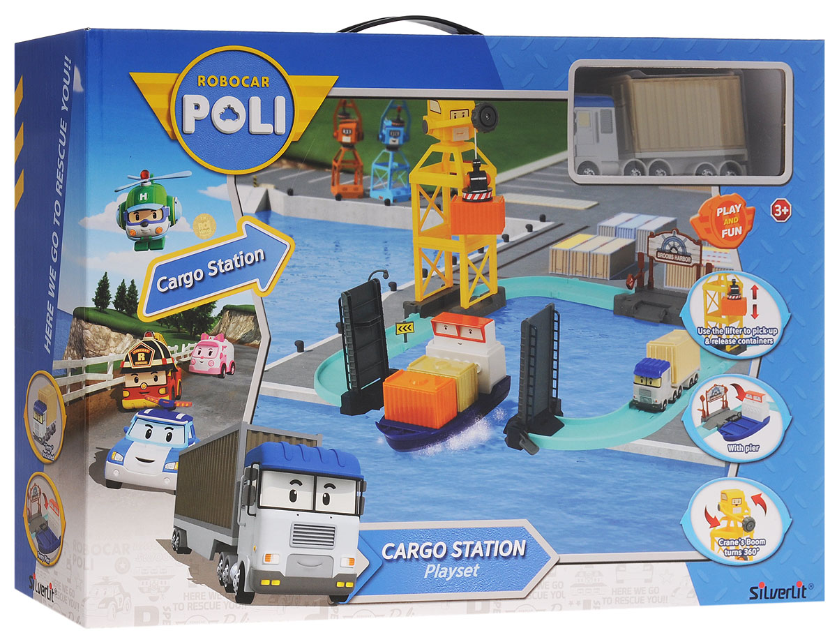 Robocar Poli Игровой набор Порт с разводным мостом83083 Robocar Poli Игровой набор Порт с разводным мостом83083Игровой набор Robocar Poli Порт с разводным мостом создан специально для маленьких гонщиков. В набор входят: машинка Терри, трек, погрузочный кран, пирс с лодкой, мост, 2 дорожных знака, фонарь, 4 контейнера, 2 ограждения и вкладыш с наклейками для украшения трека. Машинка оснащена инерционным механизмом: потяните ее назад. А затем отпустите - и она быстро поедет вперед. Башня подъемного крана вращается на 360 градусов, а чтобы поднять или опустить груз, достаточно покрутить колесико на кране. Поднимите разводной мост, чтобы лодка смогла проплыть в гавань, а затем присоедините к ней ступеньку, чтобы машинка въехала на борт. Въезд в порт дополнен поднимающимся шлагбаумом. Игровой набор Robocar Poli Порт с разводным мостом подарит вашему ребенку массу впечатлений и поспособствует развитию внимания и реакции. Ваш ребенок будет в восторге от такого подарка!