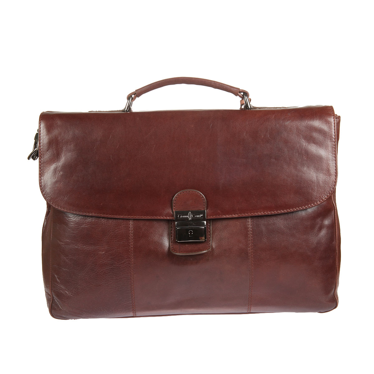 Портфель Gianni Conti муж., цвет: коричневый. 701257 brown701257 brown Портфель Gianni Conti муж., цвет: коричневый. 701257 brown701257 brownзакрывается на классический замок (с ключом) внутри три отдела, один из них на молнии в первом отделе, два держателя для авторучек три кармашка для пластиковых карт карман для мобильного телефона кармашек для мелких предметов в третьем отделе, карман на молнии два кармашка для мелких предметов снаружи на задней и передней стенках карманы на молнии оснащен съемным регулируемым плечевым ремнем на карабинах на задней стенке крепление на ручку чемодана, для удобства переноса