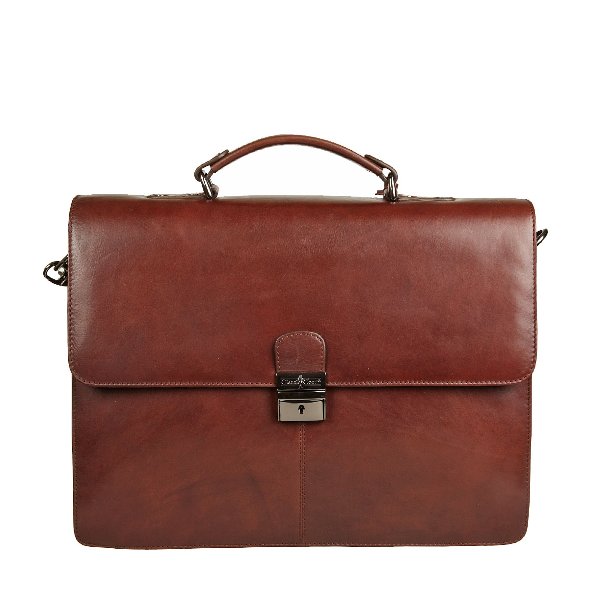 Портфель Gianni Conti муж., цвет: коричневый. 701829 brown701829 brown Портфель Gianni Conti муж., цвет: коричневый. 701829 brown701829 brownзакрывается клапаном на классический замок (с ключиком) внутри три отдела, один из них на молнии в которых большой продольный карман на молнии два кармана для мелких предметов два держателя для авторучки, три кармана для пластиковых карт снаружи на задней стенке карман на молнии оснащен съемным регулируемым плечевым ремнем на карабинах